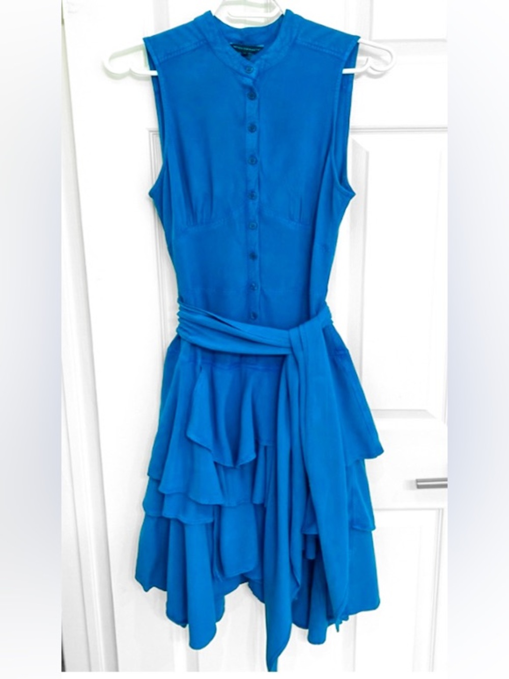 Vintage French Connection Turquoise Blue Ruffle Skirt Dress